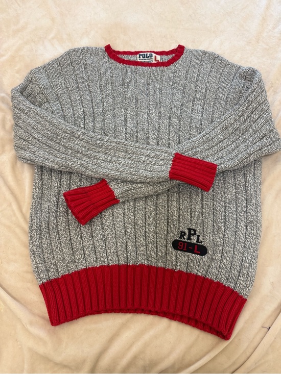 Polo Ralph Lauren Other - Rare Vintage 1991 Polo by Ralph Lauren Gray Crewneck Sweater with Red Trim